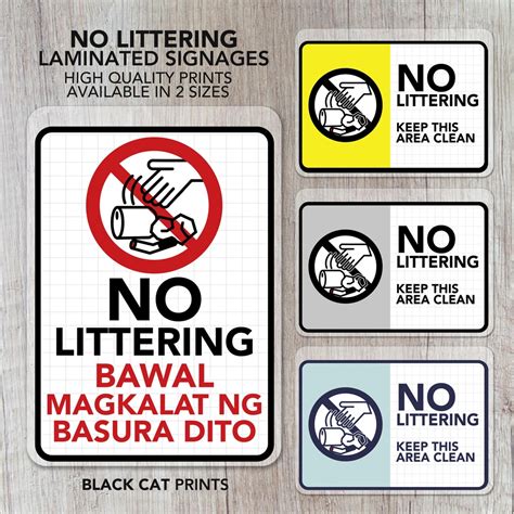 Bawal Magkalat Dito Signages Sign Boards Stickers No Littering.